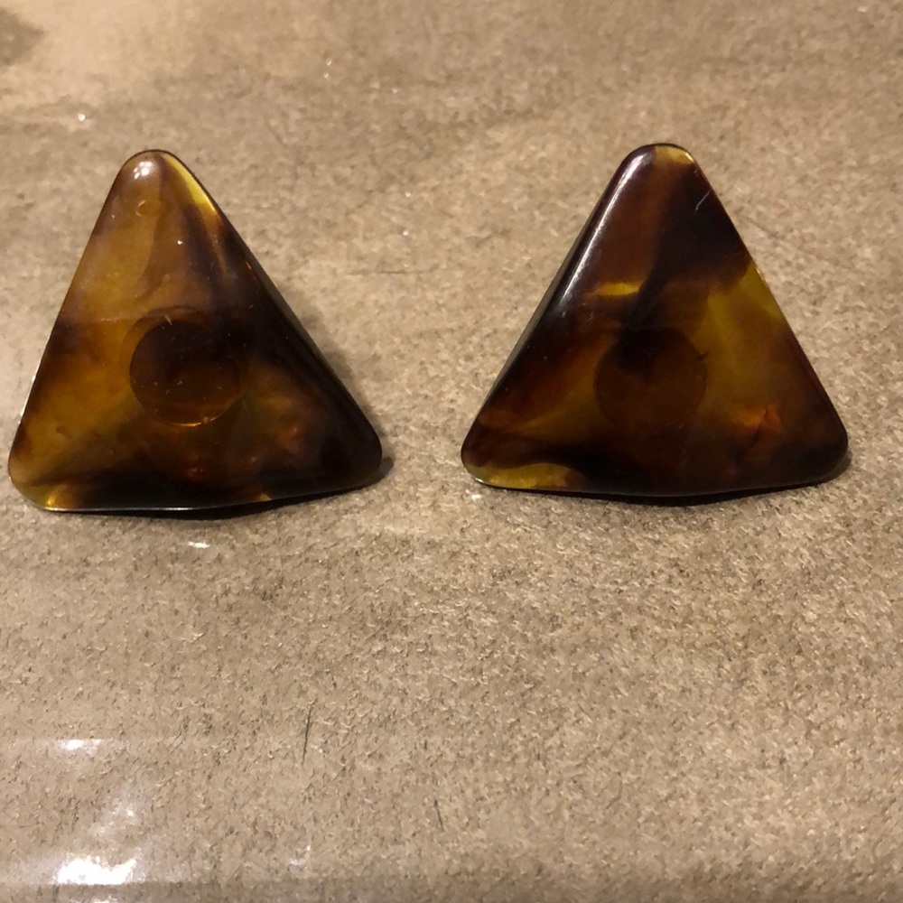Beautiful Vintage Tortoise Shell Triangle Earrings